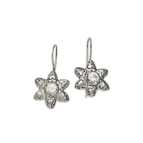 Crystal Flower Jewish Star Earrings