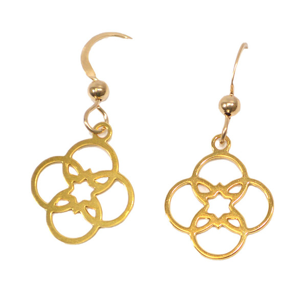 Abstract Star Of David Gold Plated Earrings