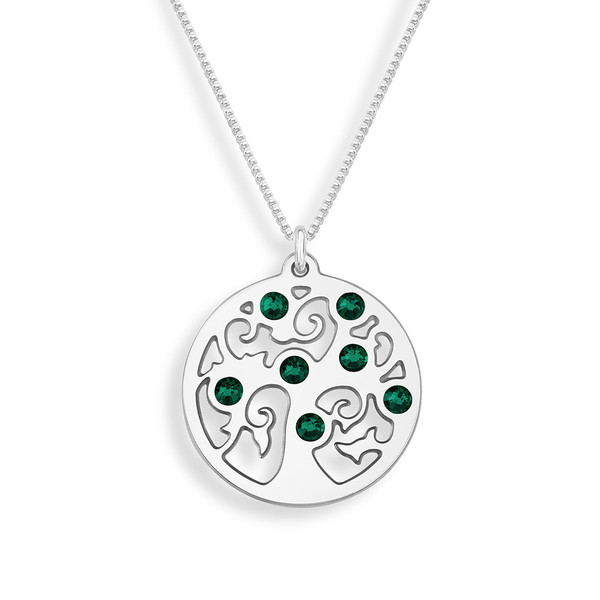 Sterling Silver Emerald Crystals Tree Of Life Necklace