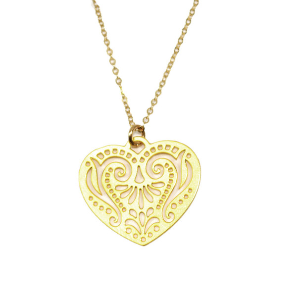 Gold Plated Adorned Heart Necklace