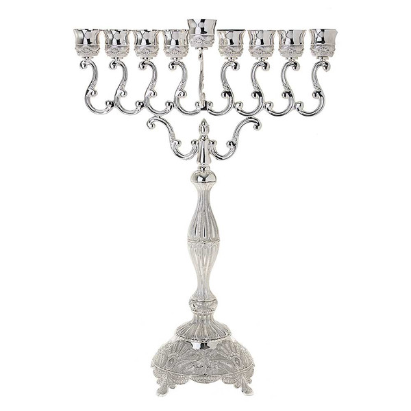 Menorah Judaica - Large Silver Plated Scallop Menorah