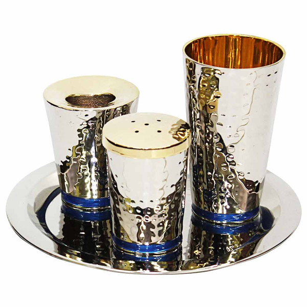 Jewish Gifts - Hammered Nickel Plated Havdalah Set