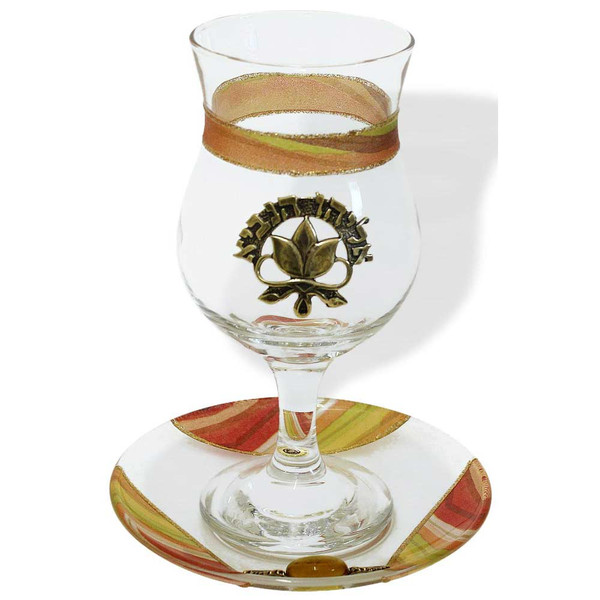 Jewish Gifts, Judaica-Applique Passover Elijah's Cup Glass