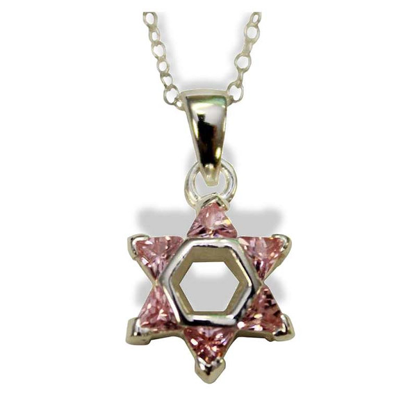 Star Of David Pendant Necklace In Pink