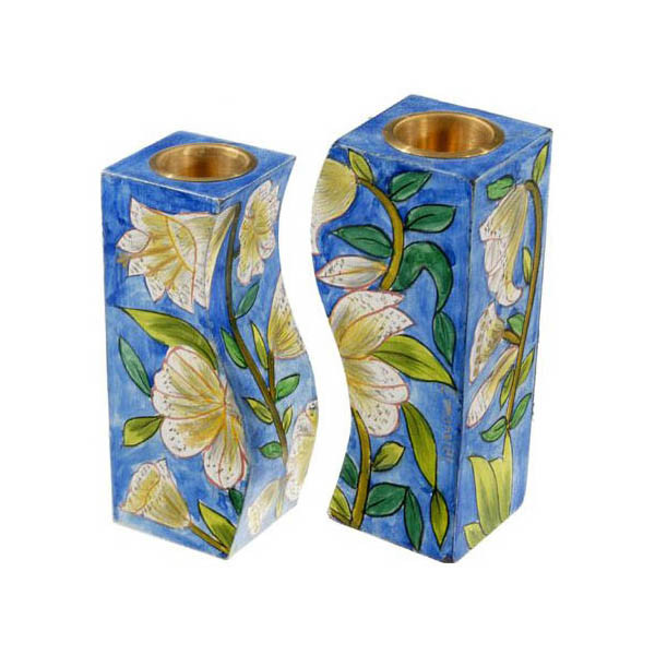 Lilies Shabbat Candlesticks