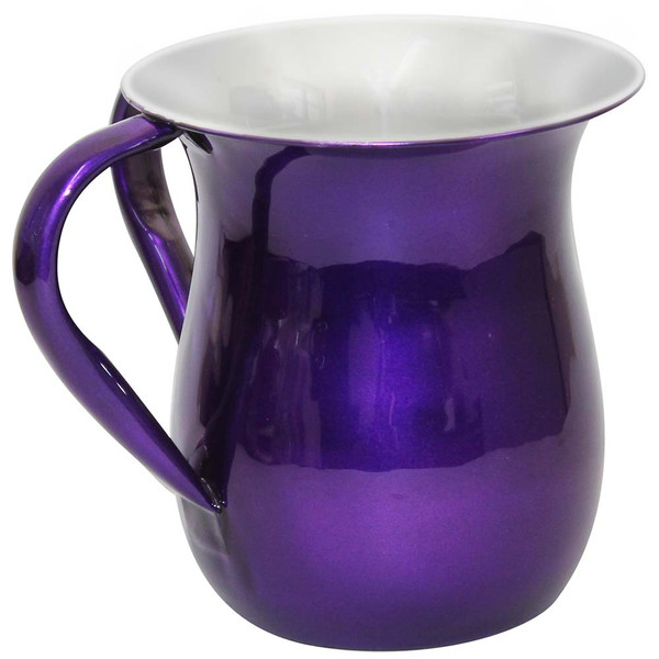 Jewish Gifts | Hand Washing Cup | Shiny Purple Finish Stainless Hand Wash Cup