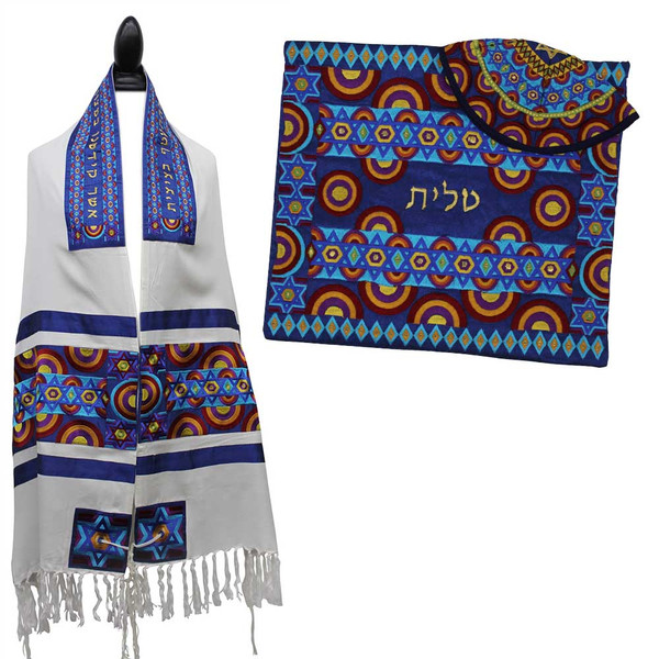 Multicolor Symbols Silk Embroidered Talis Set