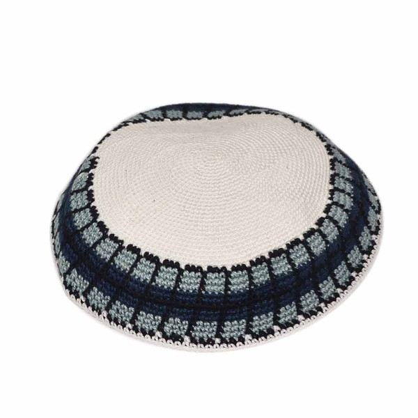 Jewish Gifts - Blue Tone Knitted Kippah