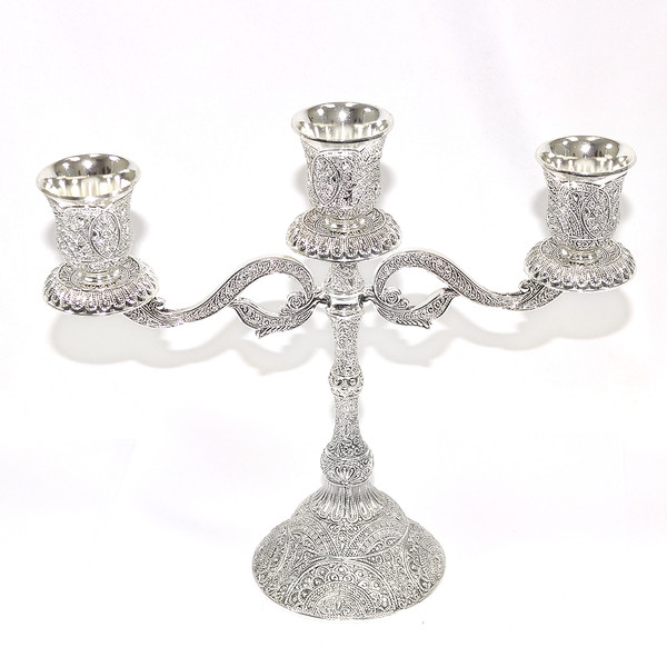 Filigree 3 Light Shabbat Candelabra