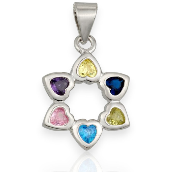 Crystal Embellished Heart Jewish Star Necklace