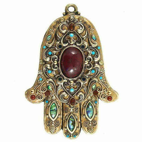 Ornate Golden Hamsa Plaque