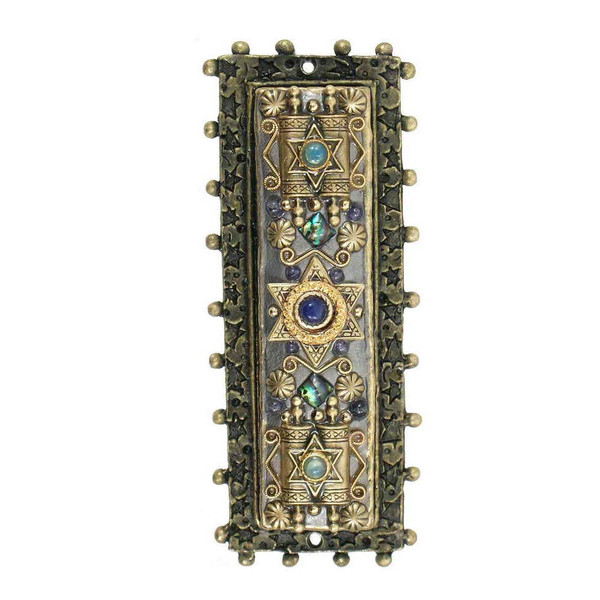 Decorative Michal Golan Mezuzah With Jewish Star and Torah Design