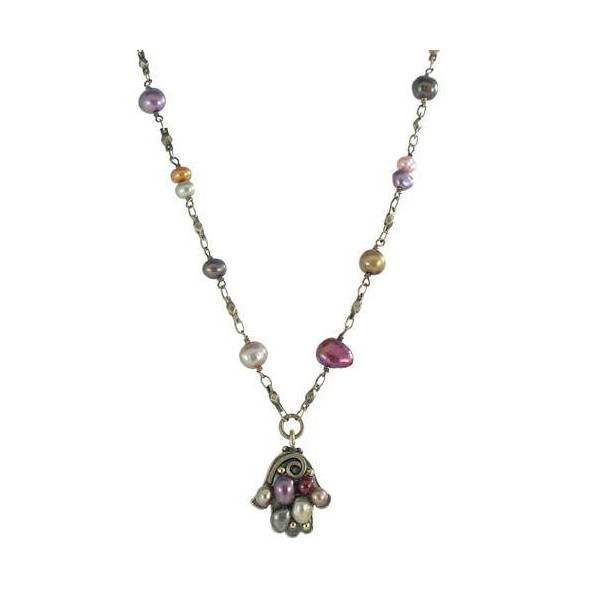 Antique Pearl Hamsa Necklace