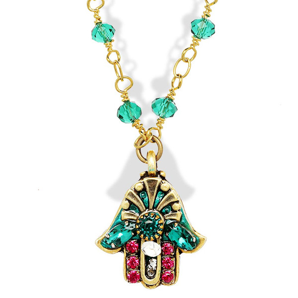 Jewish Jewelry-Judaica-Small Gold Hamsa Necklace