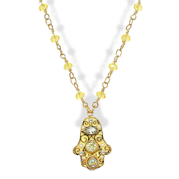 Jewish Jewelry-Judaica-Yellow Hamsa Necklace