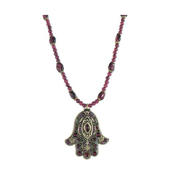 Regal Gold And Red Hamsa Necklace