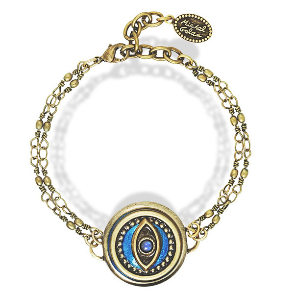 Jewish Jewelry-Judaica-Blue Abalone Evil Eye Chain Bracelet
