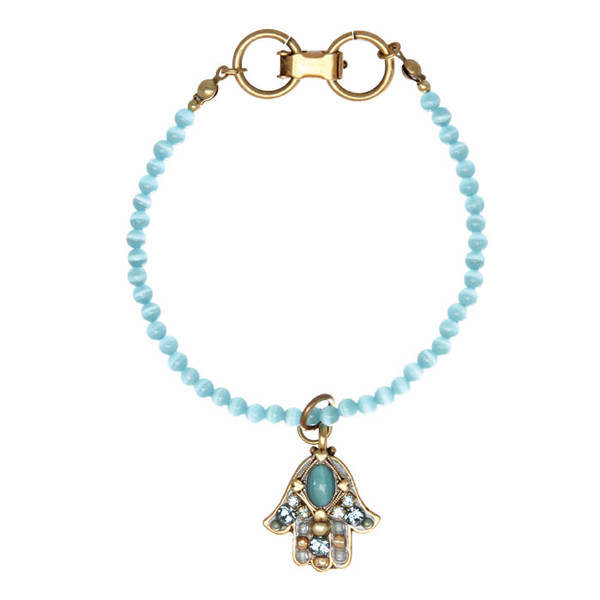 Blue Beaded Hamsa Bracelet