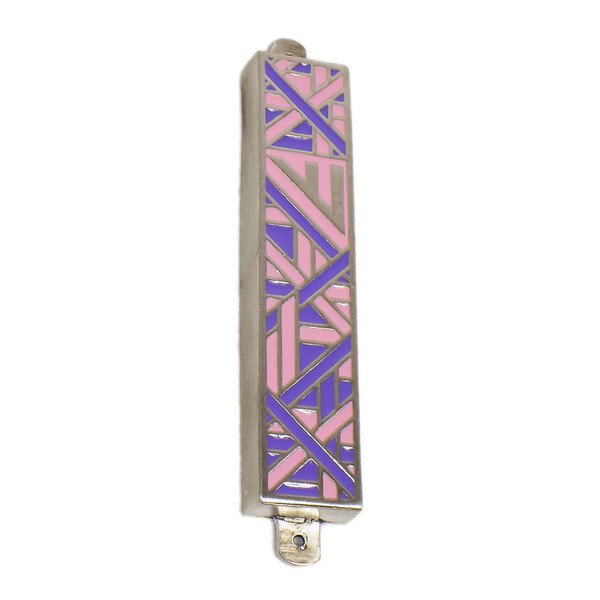 Lavender Pink Enamel Painted Metal Mezuzah