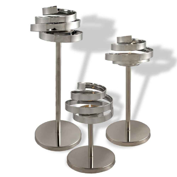 Shabbat Gifts-Judaica-Shabbat Contemporary Twister Candlesticks Stainless