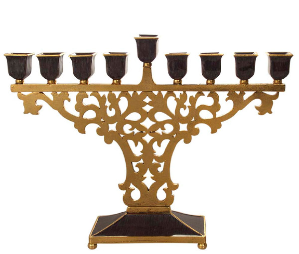 Hanukkah Gifts-Judaica-Byzantine Hanukkah Menorah Enamel Finish