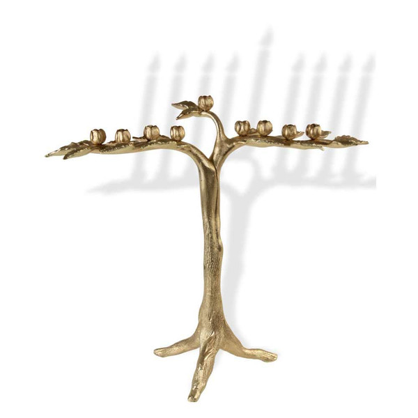 Hanukkah Gifts-Branch Hanukkah Menorah Gold-Tone Aluminum