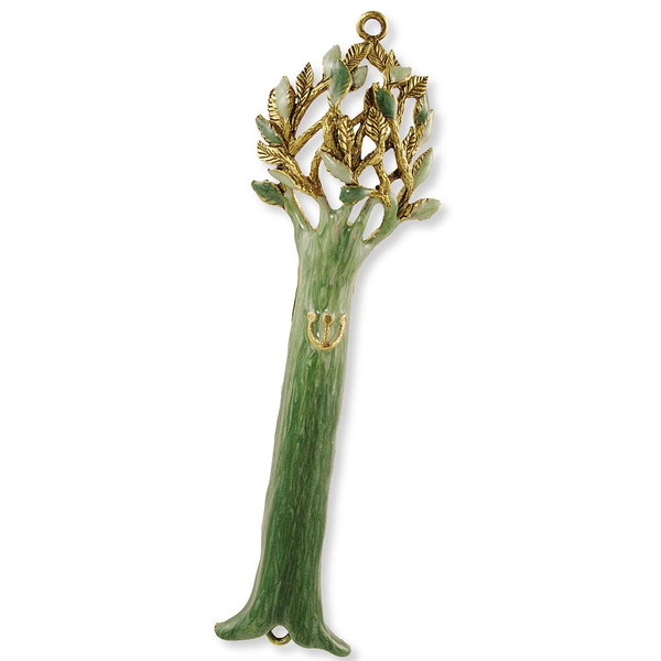 Green And Gold Tree Of Life Mezuzah