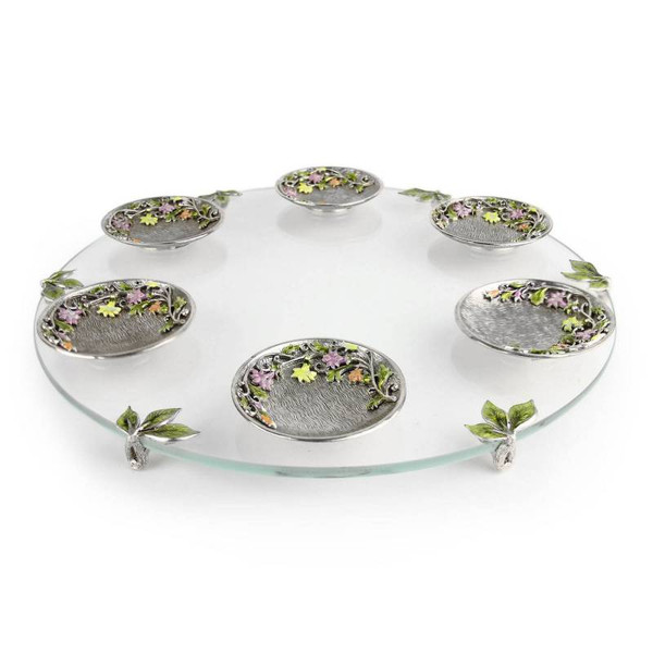 Passover GiftsPassover Freesia Glass And Pewter Seder Plate