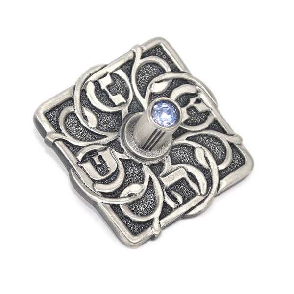 Jewish GIFTS | Collectable Dreidel | Square Metal Collectors Dreidel With Blue Stone