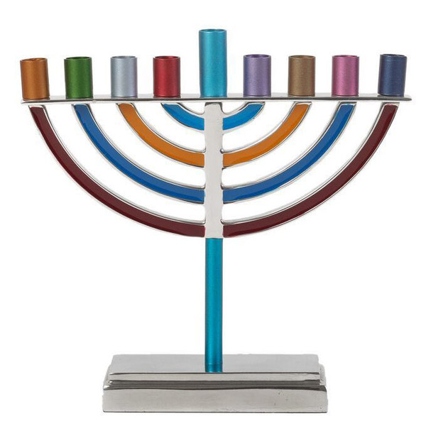 Hanukkah Menorahs-Multicolor Anodized Aluminum Classic Menorah