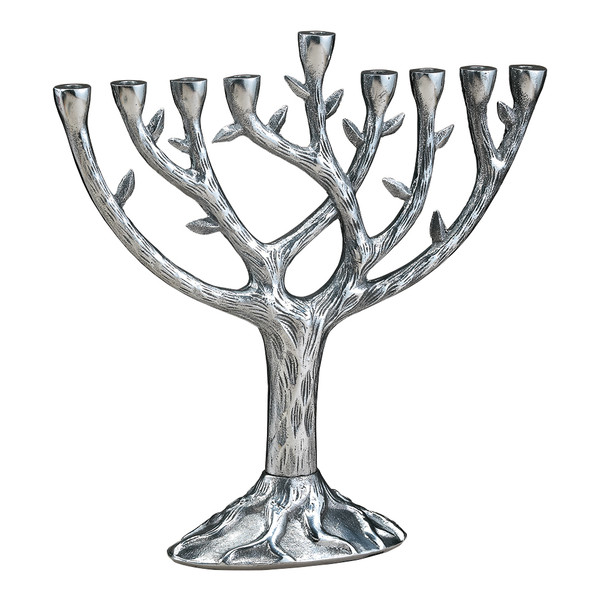 Jewish Gifts-Antique Finished Aluminum Hanukkah Menorah