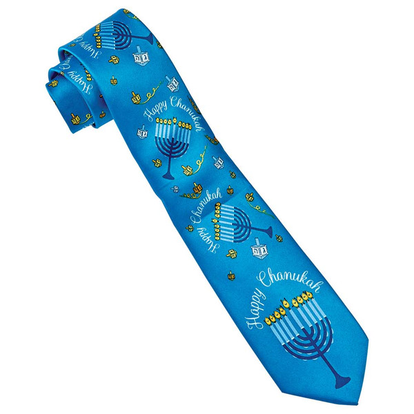 Hanukkah Gifts - Festive Happy Chanukah Faux Silk Tie