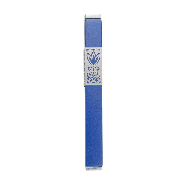 Mezuzah Cases - Blue Textured Metal Mezuzah Case