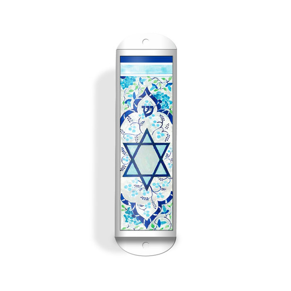 Mezuzahs | Glass Mezuzahs | Metal Jewish Star Graphic Car Mezuzah