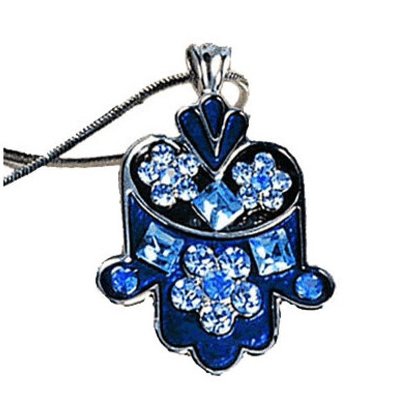 Blue Gemstone Hamsa Necklace