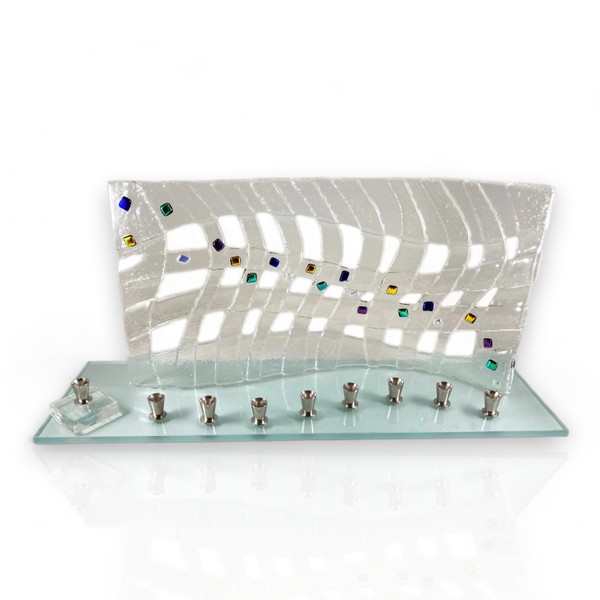 Menorah Judaica - Woven Wave Frosted Menorah