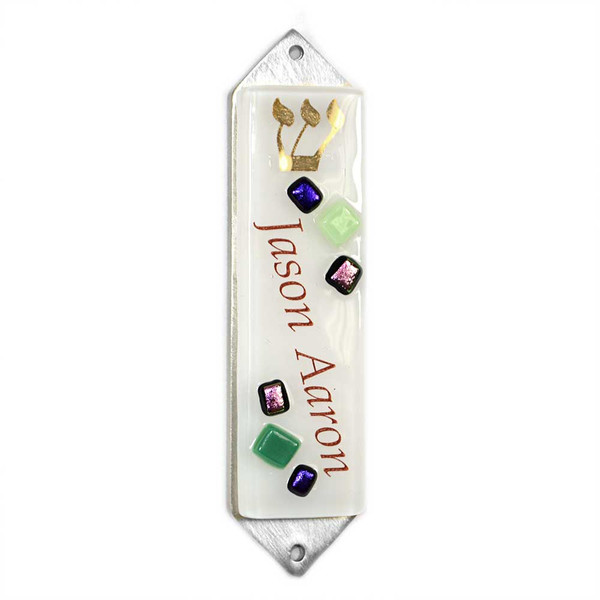 Fused Glass Personalized Mezuzah By Sara Beames