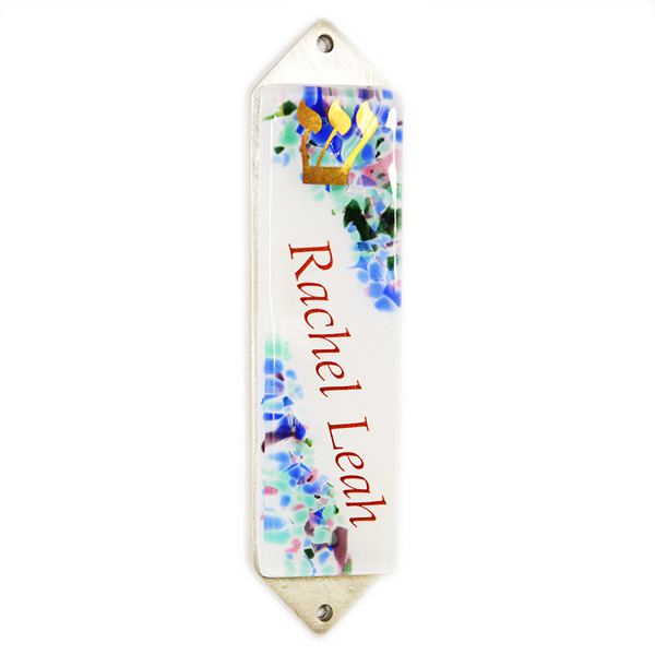 Personalized Fused Glass Fiesta Mezuzah By Sara Beames