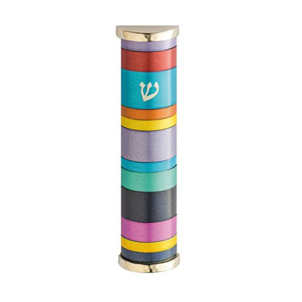 Jewish Gifts - Multicolor Rings Aluminum Mezuzah