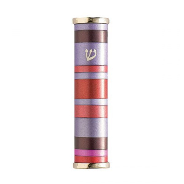 Jewish Gifts - Purple And Pink Rings Aluminum Mezuzah