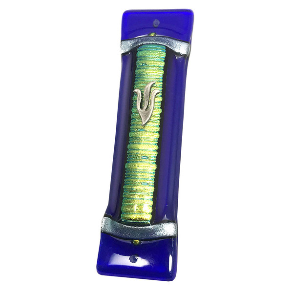 Cobalt And Gold Mezuzah