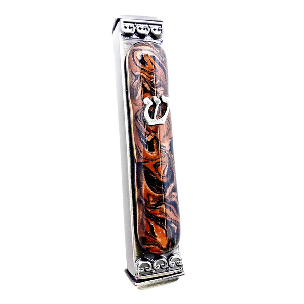 Copper Dust Fused Glass Plaque Mezuzah