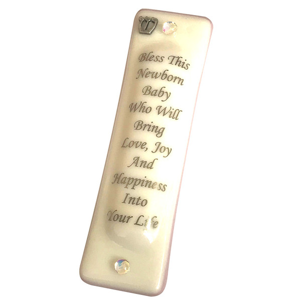 Mauve And Ivory Baby Blessing Mezuzah