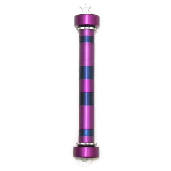 Magenta And Blue Aluminum Mezuzah