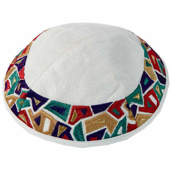 Yair Emanuel -Embroidered Geometric Multi Color Kippah