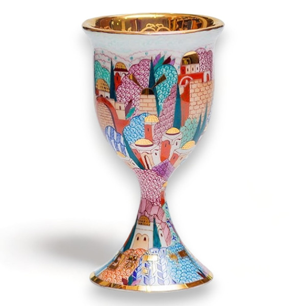 Hand Painted Jerusalem Kiddush Cup