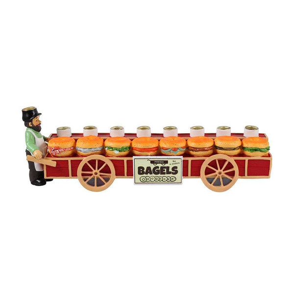 Menorah Judaica - Bagel Cart Cast Resin Menorah