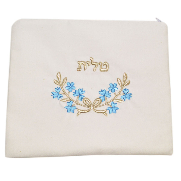 Zion Talis | Tallit Bag | Blue And Silver Floral Talis Bag