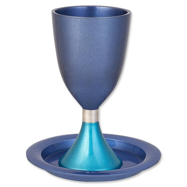 Blue Anodized Kiddush Cup Tray