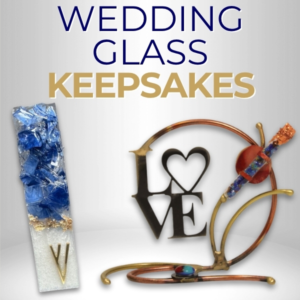 Jewish Crushed Wedding Glass Keepsakes & Mezuzahs